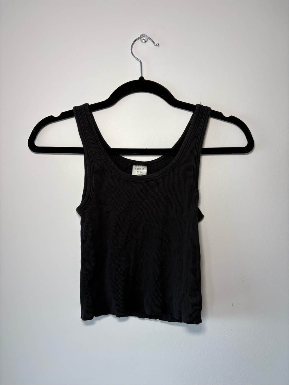 Sunday Best Black Ribbed Scoop Tank Top